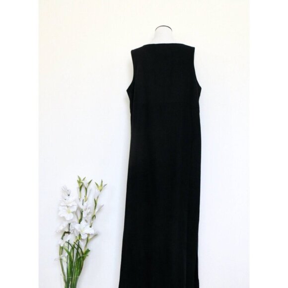 NEW! Amanda Smith II Linen Blend Maxi Dress Black SZ 16W - Picture 3 of 5